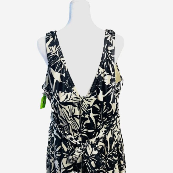 Lane Bryant Black & White V-Neck One Piece Swimsuit w/ built in Bra Size 22 NWT - Picture 4 of 8